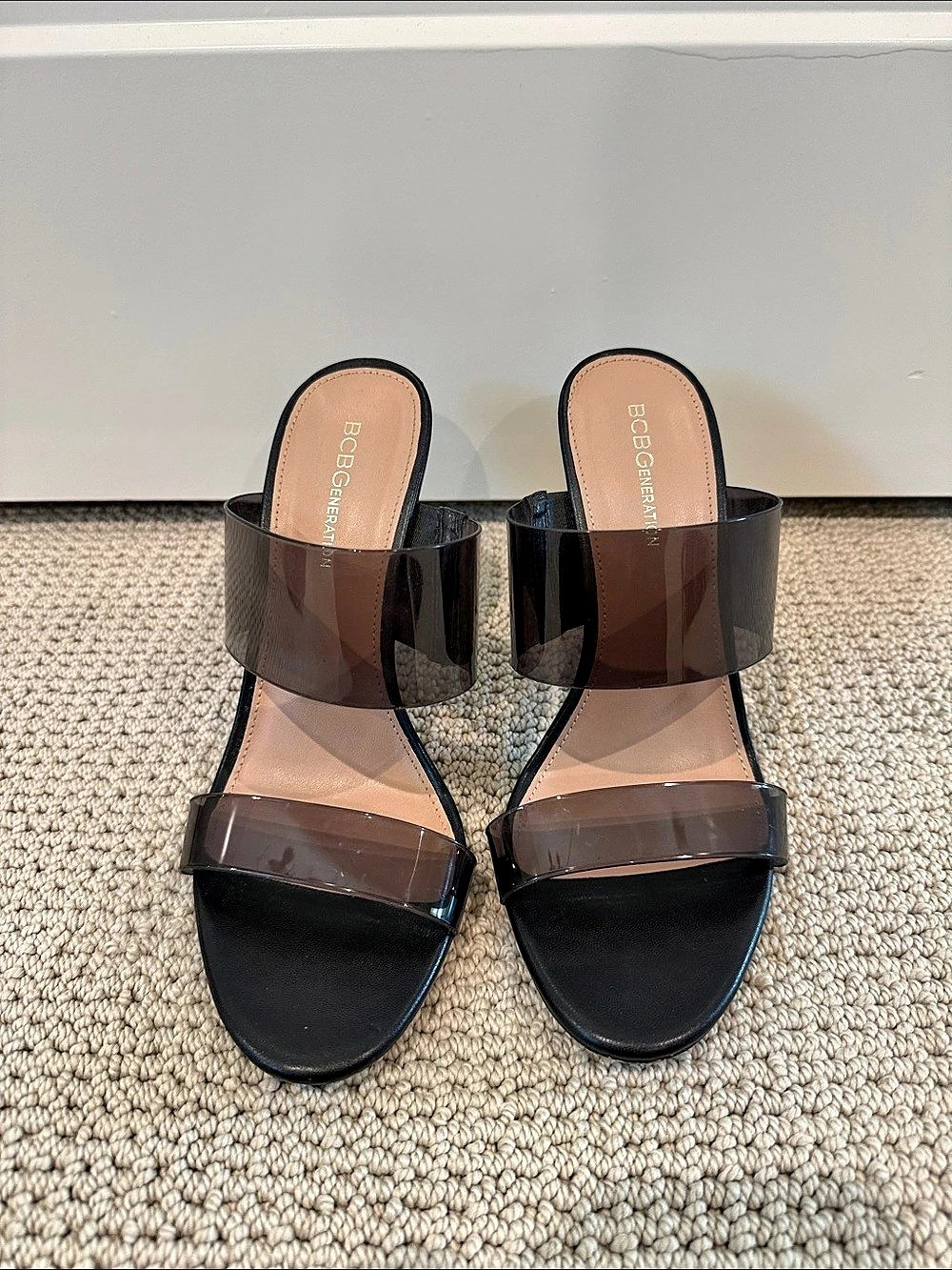 BCBG Generation Black Strappy High Heel Sandals